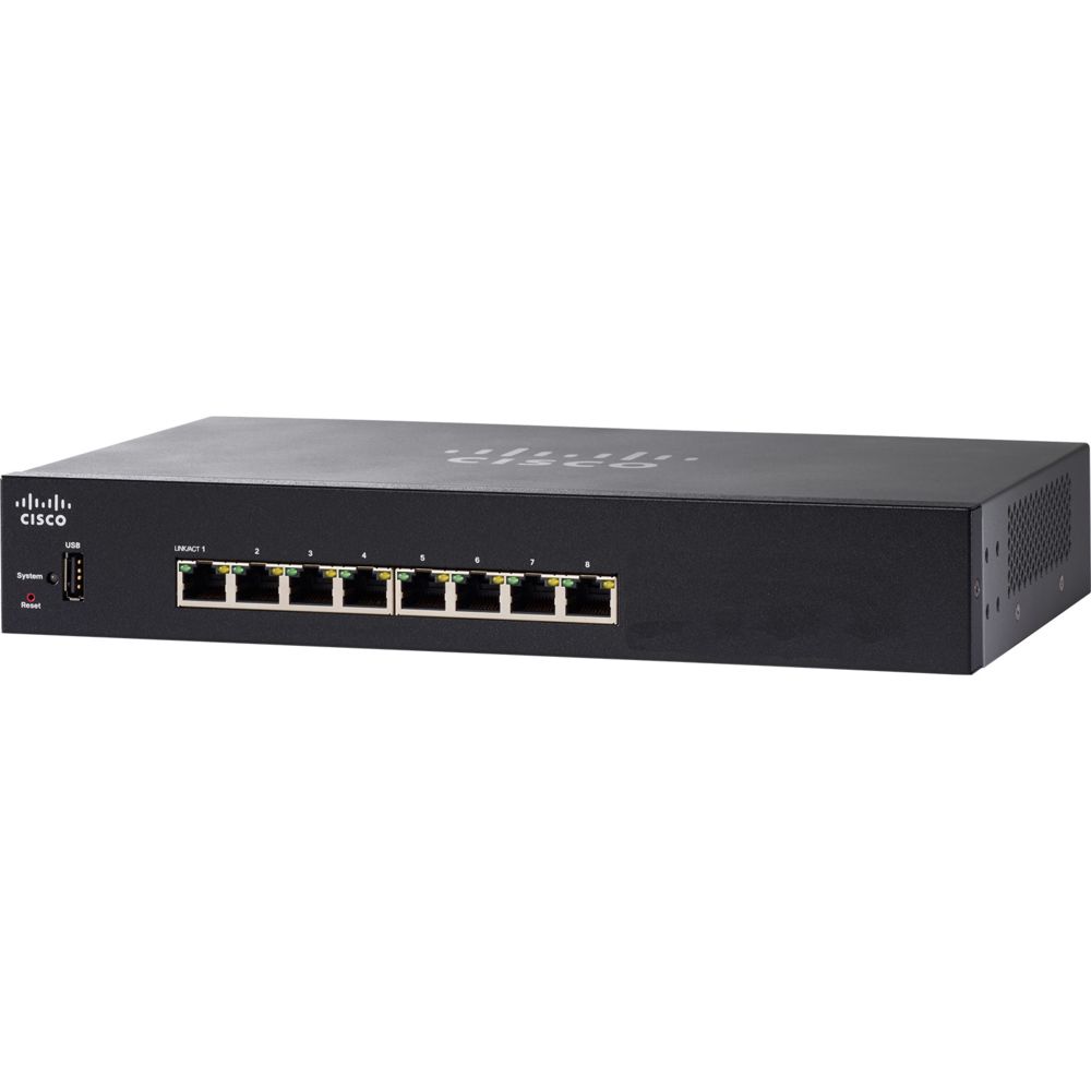Cisco - Cisco SG250-08HP Géré L2/L3 Gigabit Ethernet (10/100/1000) Noir Connexion Ethernet, supportant l'alimentation via ce port (PoE) - Switch