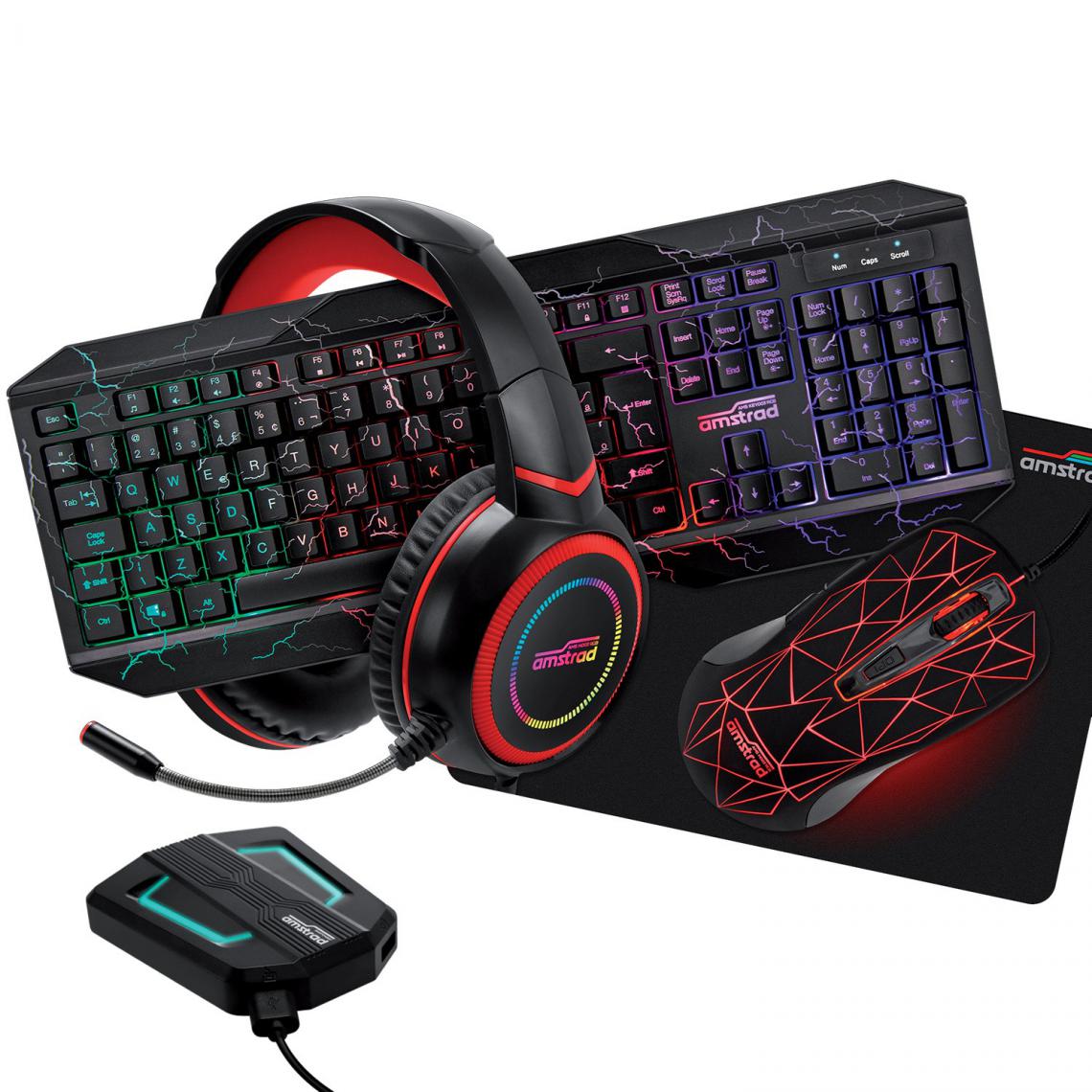 Amstrad - Pack Pro Gamer AMSTRAD HUNTERS-SWITCH007: Clavier, Souris, tapis, Casque & convertisseur PC - PS3/4 - XBOX 360/ONE/S/X - SWITCH - Souris