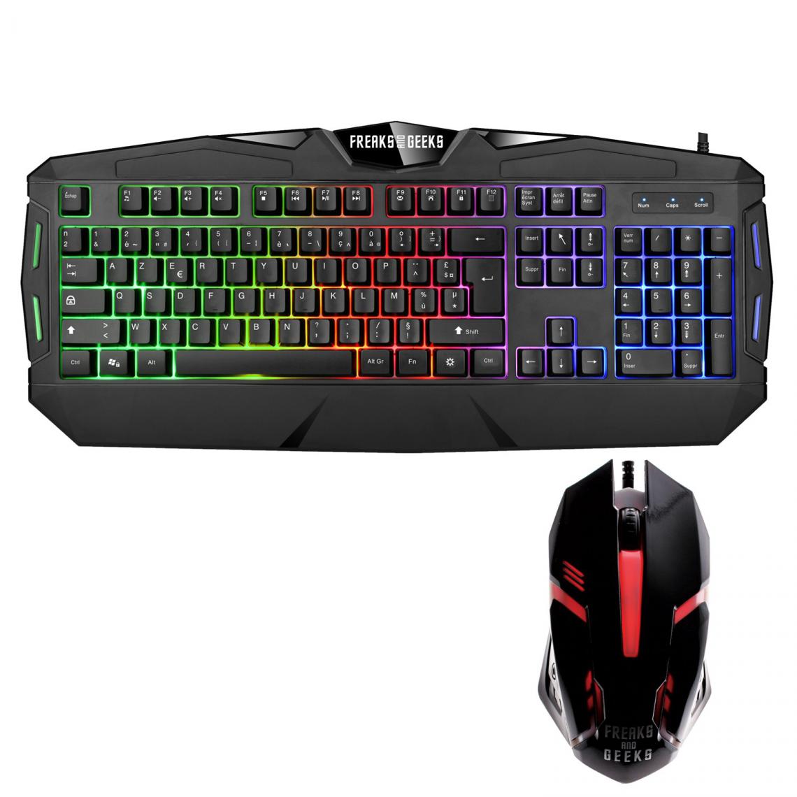 Freaks And Geeks - Pack clavier semi mécanique et souris gamer RGB Polychroma - Compatible PC, XBOX ONE, PS4, Xbox serie et PS5 - Pack Clavier Souris