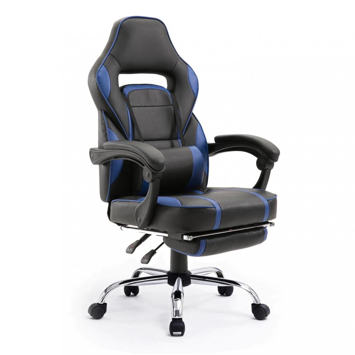 Beneffito - GHOST - Fauteuil de bureau GAMER inclinable avec repose-pieds - Bleu - Chaise gamer