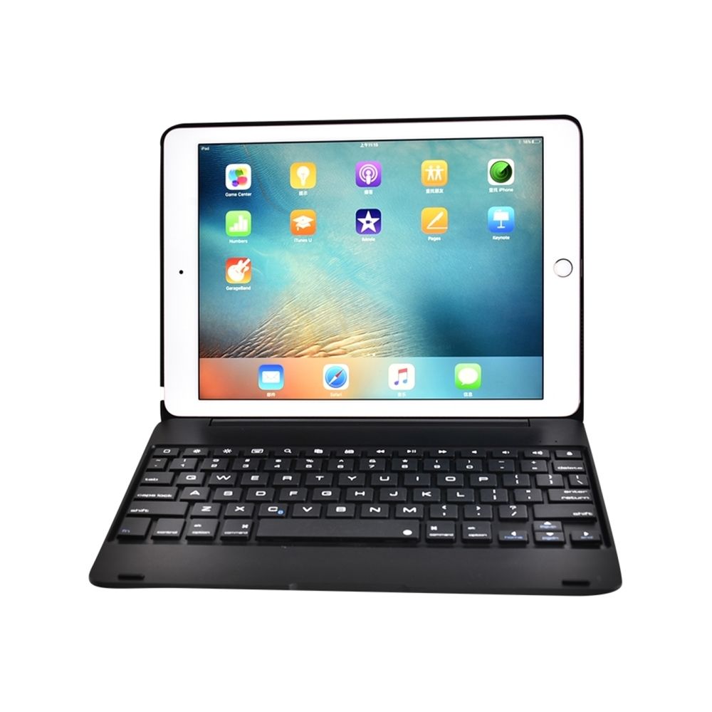 Wewoo - Clavier QWERTY Universel noir pour iPad 9.7 2018 et Air & Air 2 Pro 9.7 nouvel 9.7 pouces 2017 Ultra-mince ABS Flip Type de couverture Bluetooth Horizontal étui en cuir F19B - Clavier