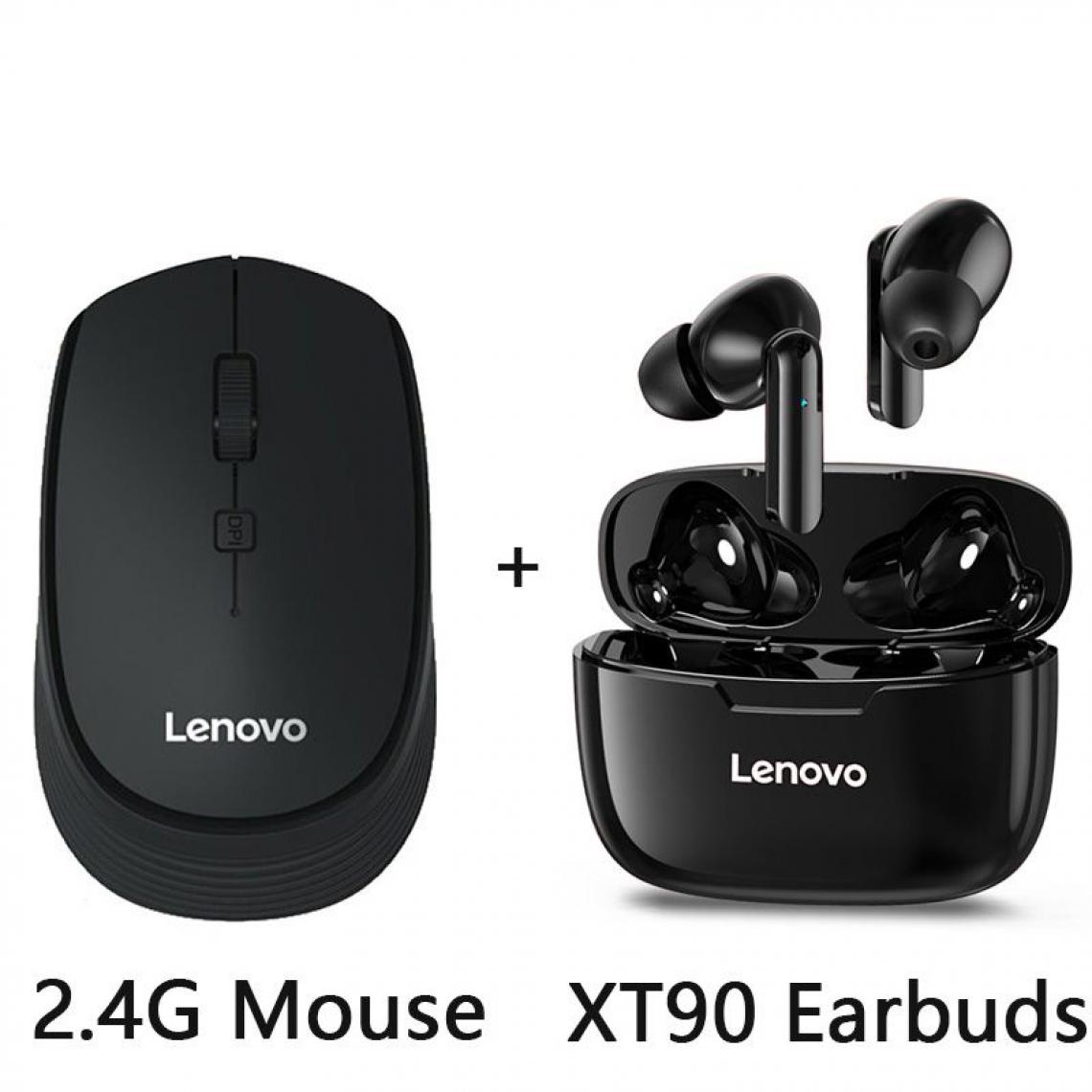 Generic -  Souris Lenovo  M202  Sans Fil  2.4GHz avec  4 Touches Sourdine et Écouteur XT90  pour PC et  Portable  9.9*6.02*3.23cm- Noir  - Souris