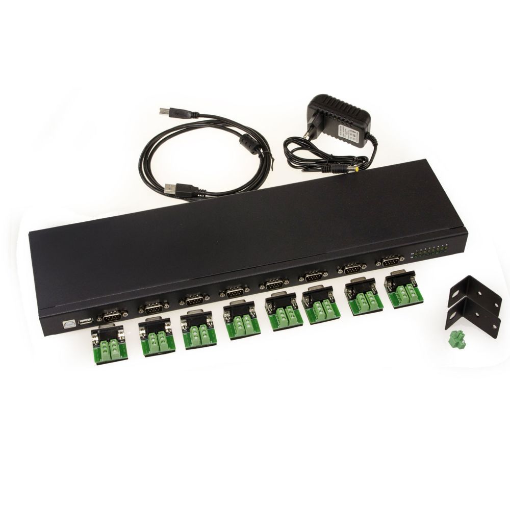 Kalea-Informatique - Convertisseur USB vers 8 PORTS RS422 RS485 - INDUSTRIEL - RACKABLE - Interface RS-422 RS-485 en fil à fil ou par fiche DB9 - GAMME INDUSTRIELLE - Switch