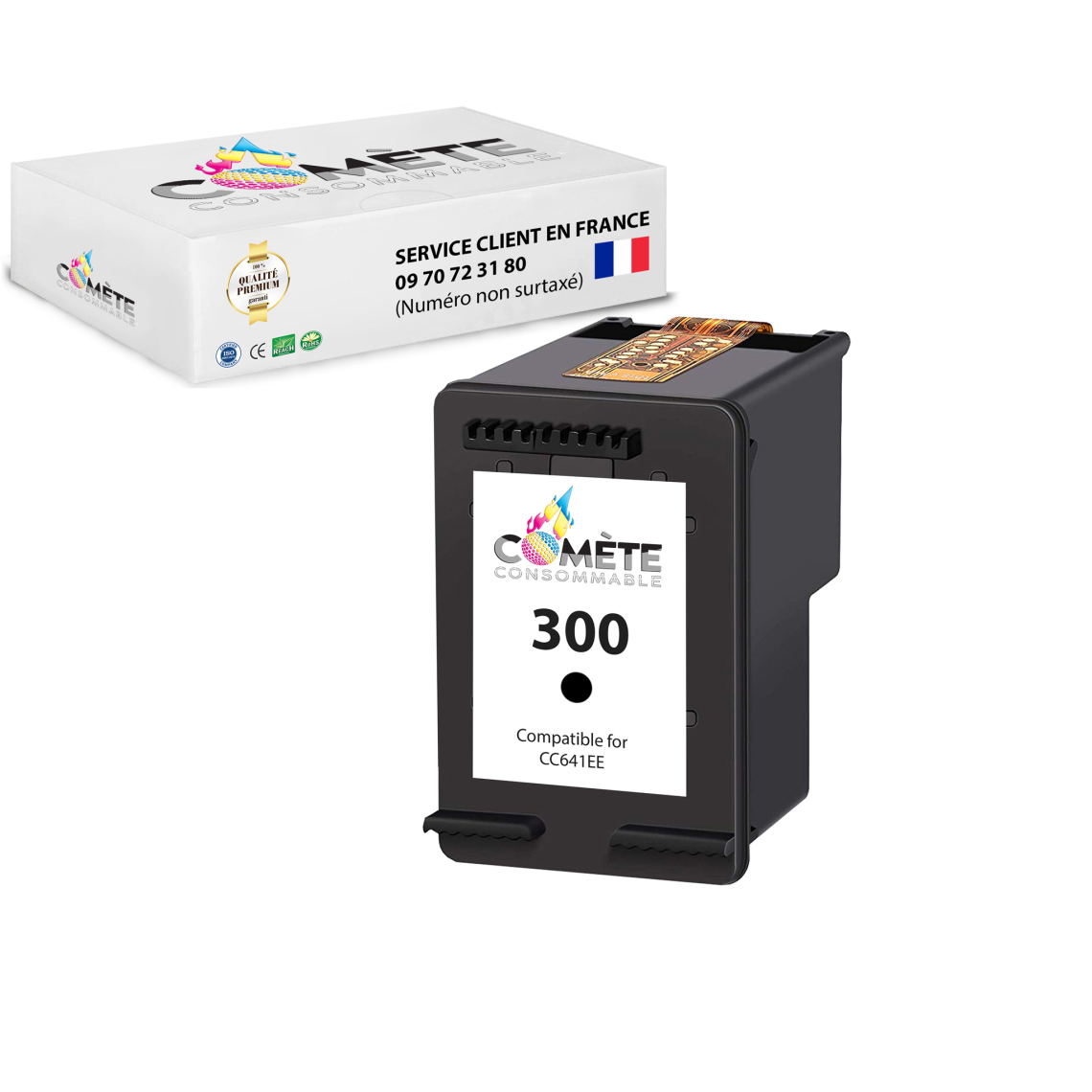 Comete Consommable - 300 1 Cartouche d'encre compatible avec HP 300 Noir - Imprimante Jet d'encre