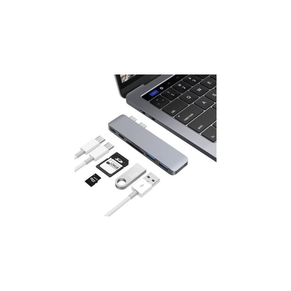 Alpexe - Alpexe 7 en 1 USB C pour MacBook Pro 2018 2017 2016 13 ""15"" Adaptateur Duo 3.0 5gbps PD 4 K HDMI microSD/SD - Hub
