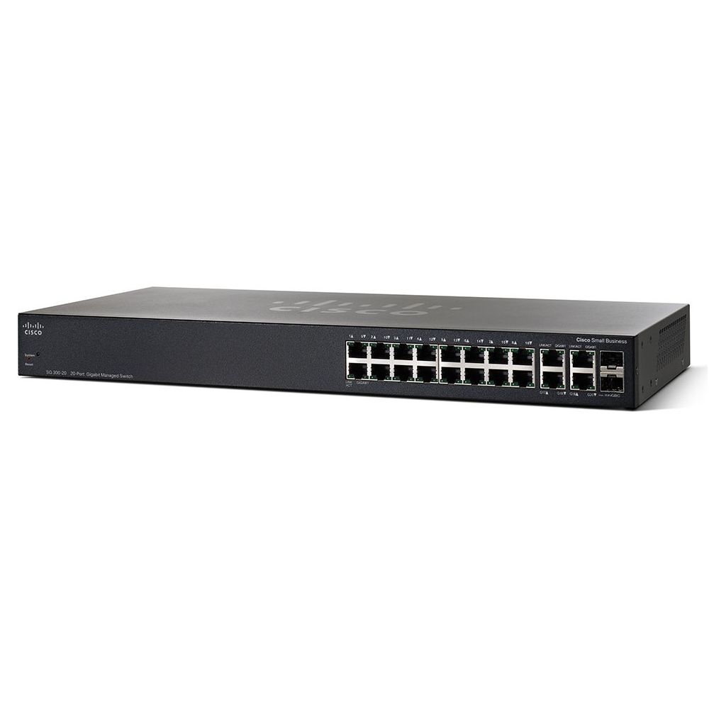 Cisco - Cisco Small Business SG350-20 Géré L2/L3 Gigabit Ethernet (10/100/1000) Noir 1U - Switch