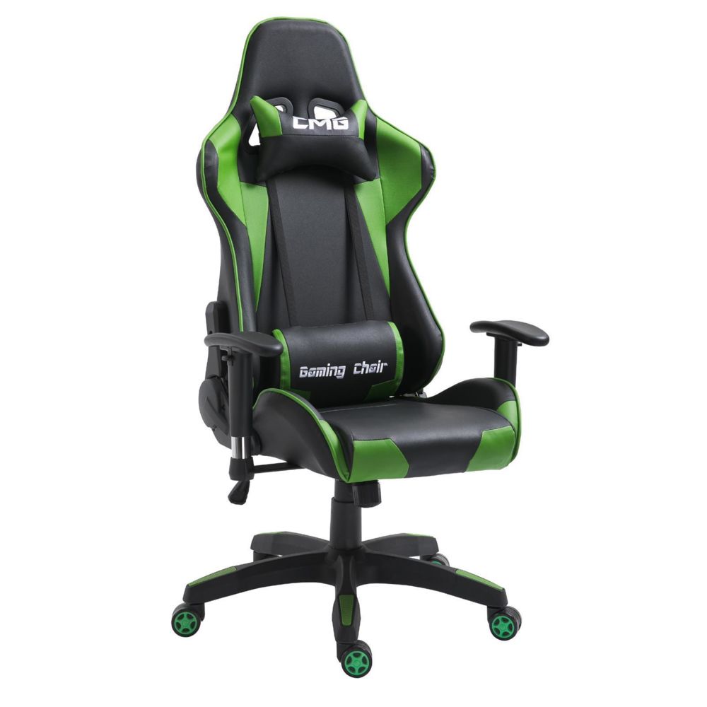 Idimex - Chaise de bureau GAMING, revêtement synthétique noir et vert - Chaise gamer