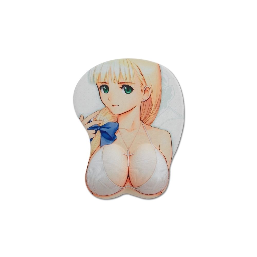 Totalcadeau - Tapis de souris 3D relief fille manga blonde et repose poignet seins - Tapis de souris