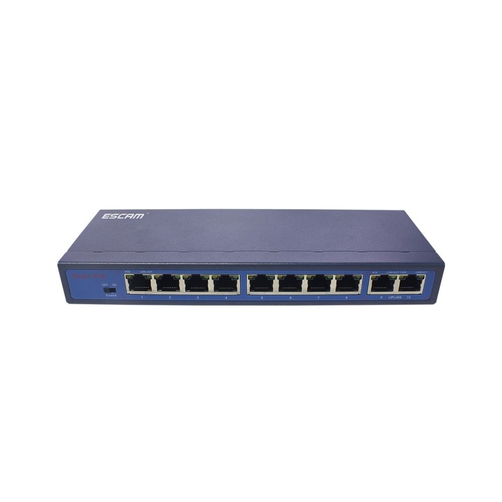 Wewoo - Switch noir POE 8 + 2 Commutateur Fast Ethernet à 10 ports réseau POE 10 / 100M 120W à 8 ports, Distance de transmission: 150m - Modem / Routeur / Points d'accès