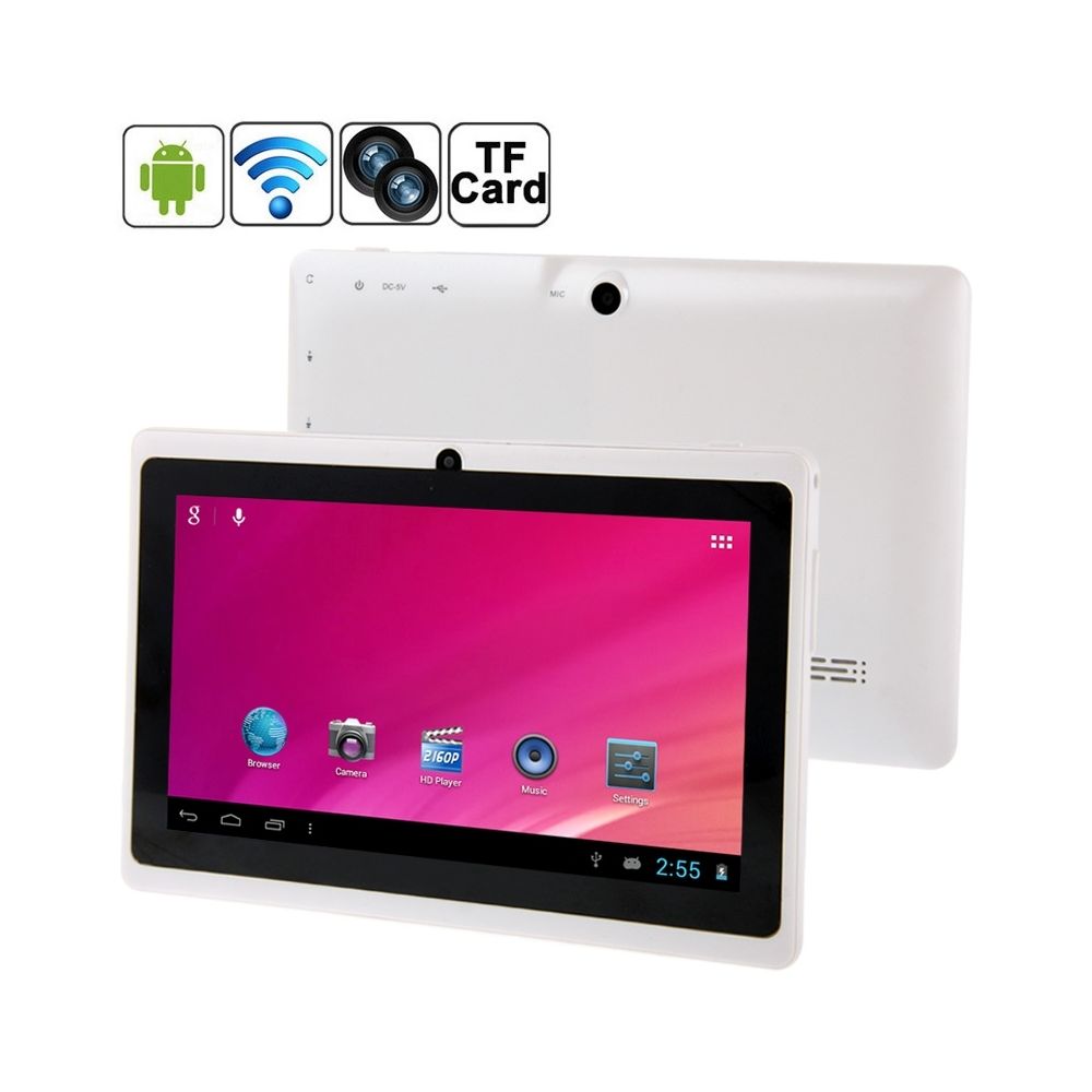 Wewoo - Tablette Tactile blanc 7 pouces Tactile, 512 Mo + 8 Go, Android 4.0 360 degrés de rotation du menu, Allwinner A33 Quad Core, 1,5 GHz - Tablette Android