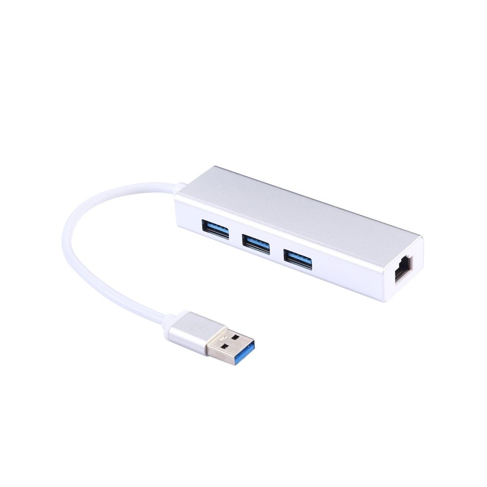 Wewoo - HUB Aluminium Shell 3 Ports USB3.0 HUB + Adaptateur Ethernet Gigabit USB3.0 - Hub