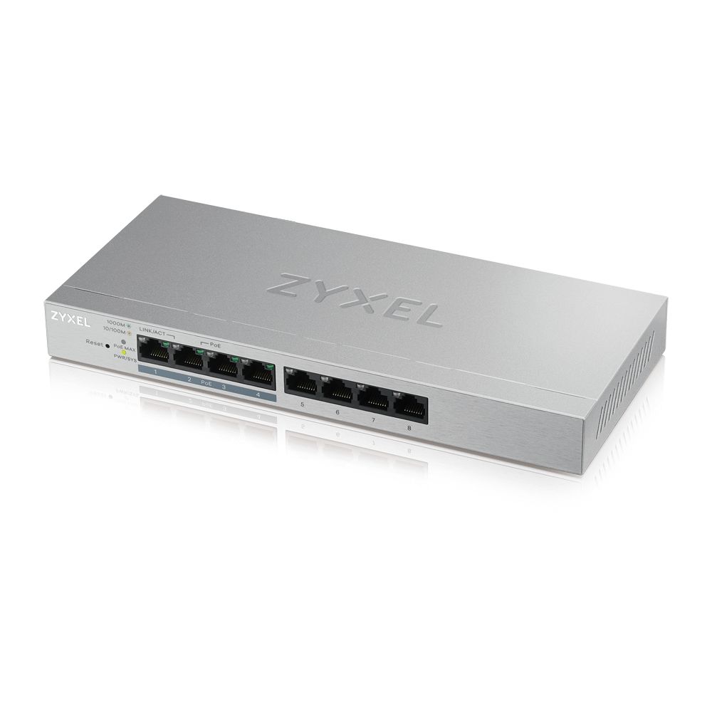 Zyxel - Zyxel GS1200-8HP v2 Géré Gigabit Ethernet (10/100/1000) Gris Connexion Ethernet, supportant l'alimentation via ce port (PoE) - Switch