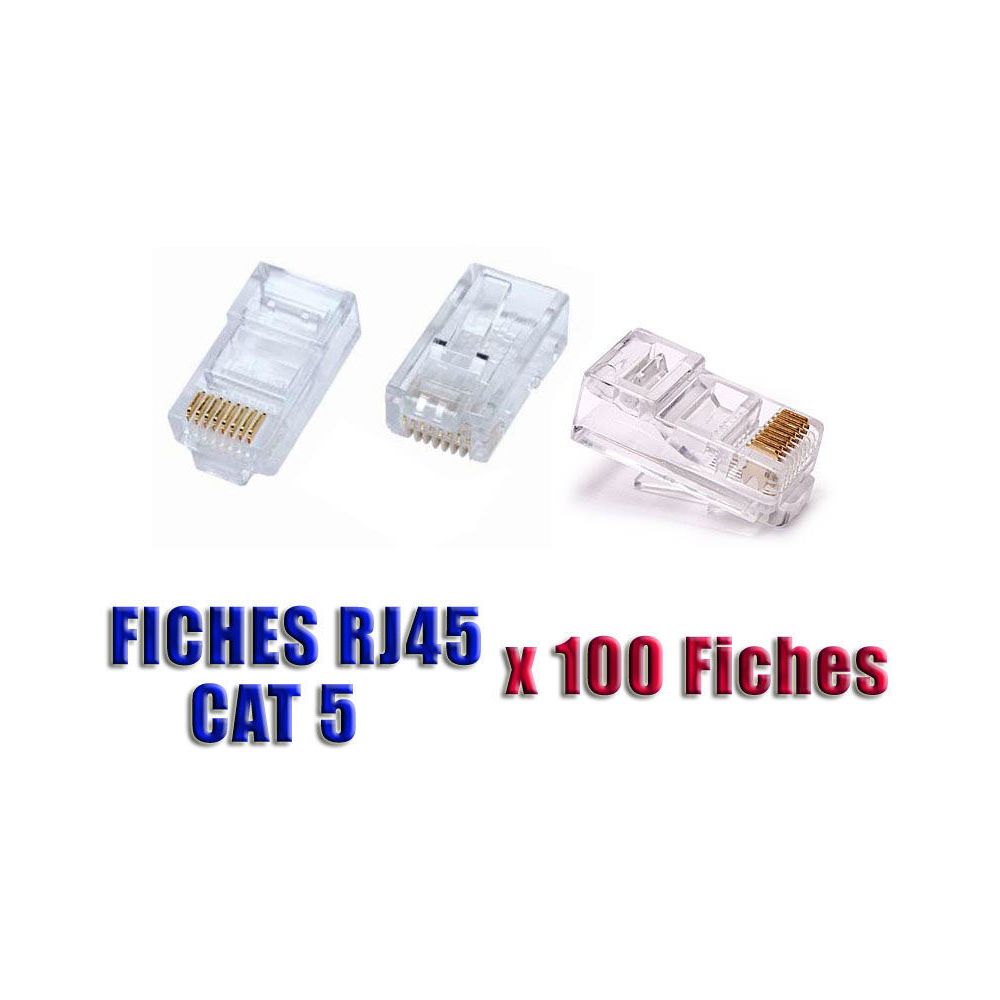 Kalea-Informatique - Boite de 100 Fiches de Type RJ45 (Prises 8P/8C) à sertir - Transparentes - Switch