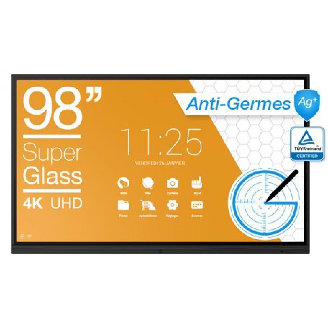 Speechi - Ecran interactif tactile Anti-Germes SuperGlass Android SpeechiTouch UHD - 98" - Tablette Android