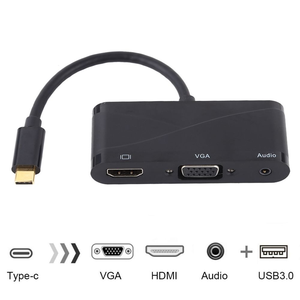 Wewoo - HUB USB 2.0 + Port audio + Adaptateur VUB + HDMI vers USB-C / Type-C Noir - Hub
