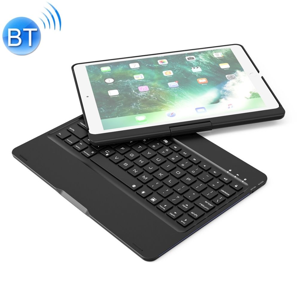 Wewoo - F360 pour iPad Pro 10,5 pouces et iPad Air 10,5 pouces rotatif rétro-éclairage coloré version ordinateur portable en alliage d'aluminium Bluetooth clavier housse de protection noir - Clavier