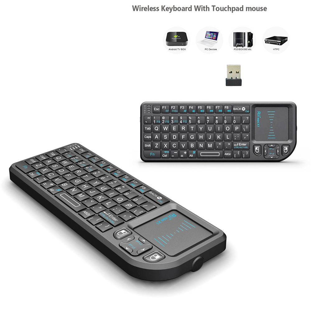 Generic - Rii X1 2.4Ghz Télécommande Sans Fil Mini Clavier Touchpad_Anglais Qwerty - Clavier