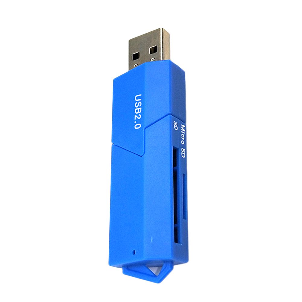 marque generique - Adaptateur USB 2.0 pour lecteur de carte mémoire flash SD / SDHC / SDXC / Micro SD bleu - Lecteur carte mémoire