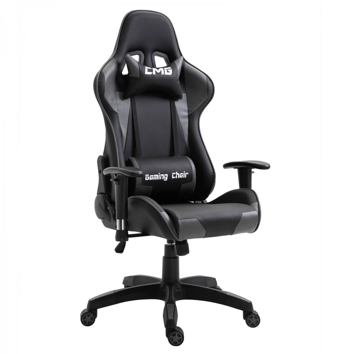 Idimex - Chaise de bureau GAMING, revêtement synthétique noir et gris - Chaise gamer