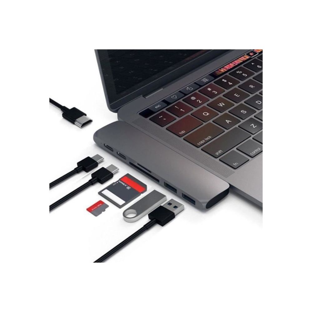 Alpexe - Alpexe 7 en 1 Adaptateur Double Type-C Hub USB 3.0 Ports Thunderbolt 4K HDMI pour MacBook Pro - Hub