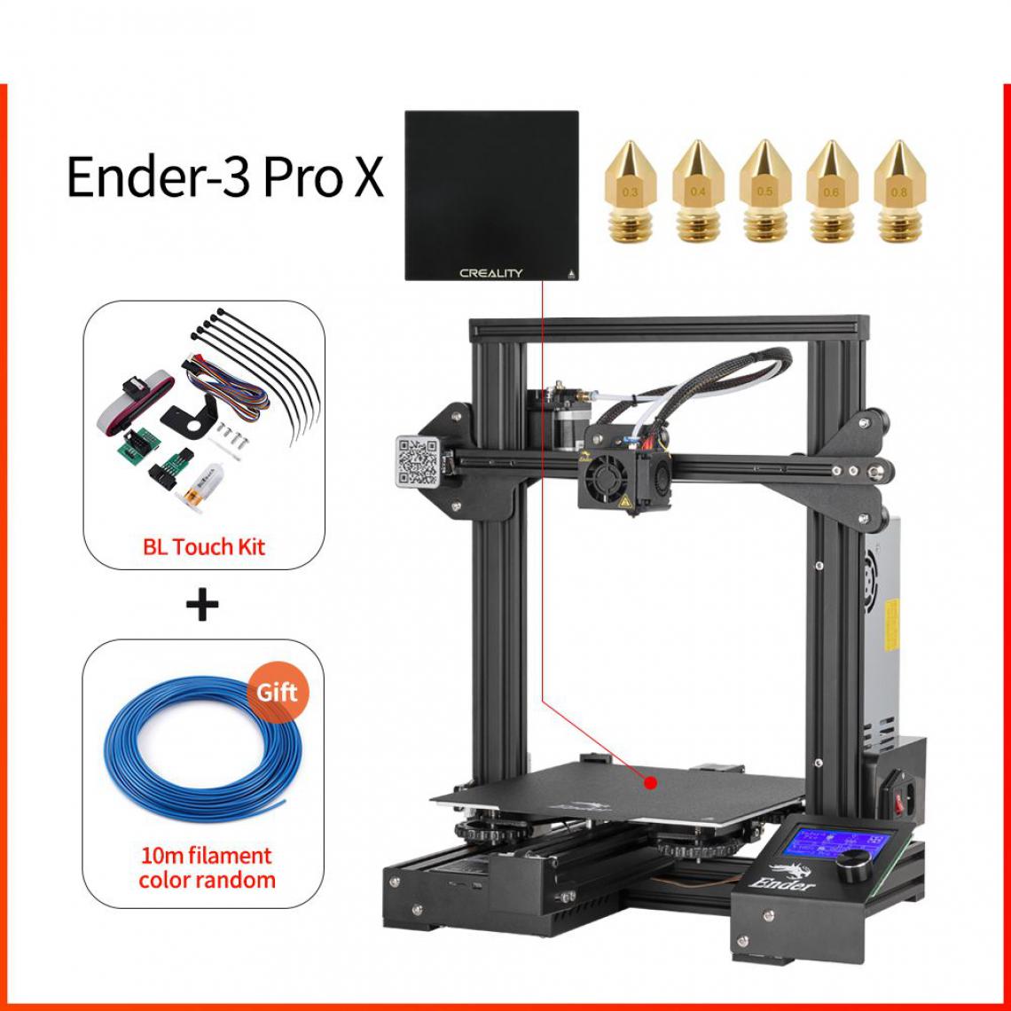 Generic -  imprimante 3D CREALITY 3D Ender-3 Pro  avec à tête d'impression  PLA,  ABS , TP  et BL touch kit   44 * 44 *  46.5  cm - Noir  - Imprimante 3D