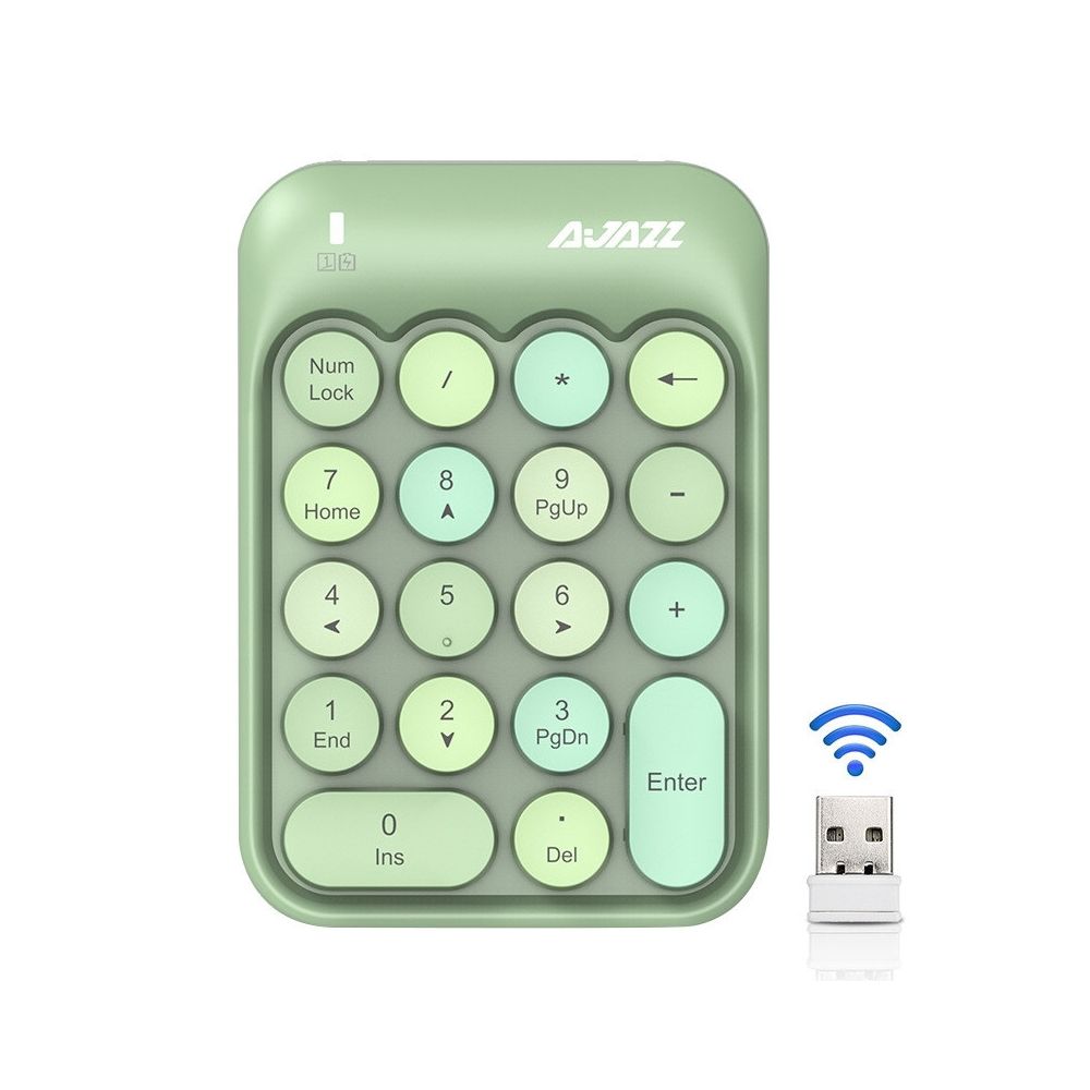 Wewoo - Ajazz AK18 2.4G Mini clavier numérique sans fil à touches de couleurs mixtes vert - Clavier
