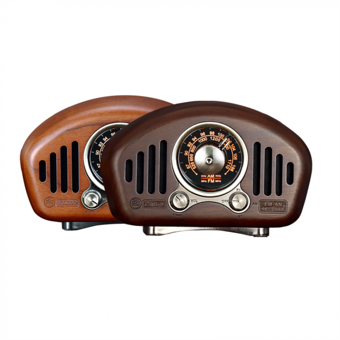 Deoditoo - Mini Haut-Parleur Bluetooth Design Rétro et Radio-FM R909-A/C (Brun Clair) - Enceinte PC