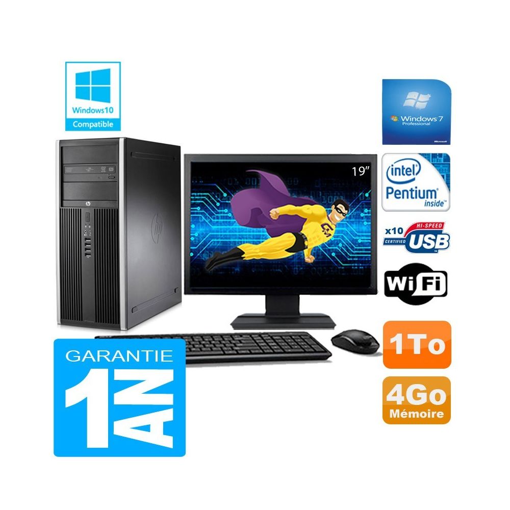 Hp - PC Tour HP Compaq 8200 Intel G630 Ram 4Go Disque 1 To Wifi W7 Ecran 19"" - PC Fixe