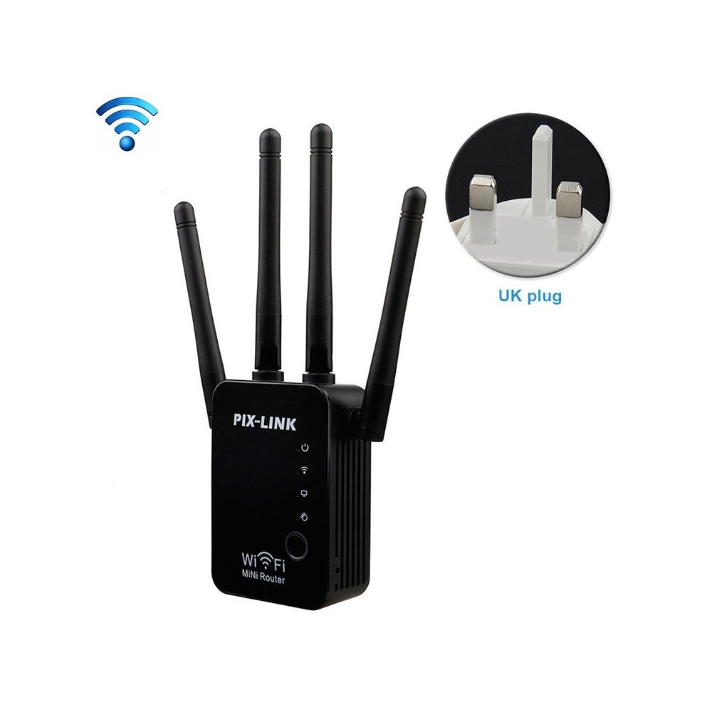 Wewoo - Routeur sans fil Répéteur de WiFi intelligent avec 4 antennes WiFispécification de prise britannique noir - Répéteur Wifi