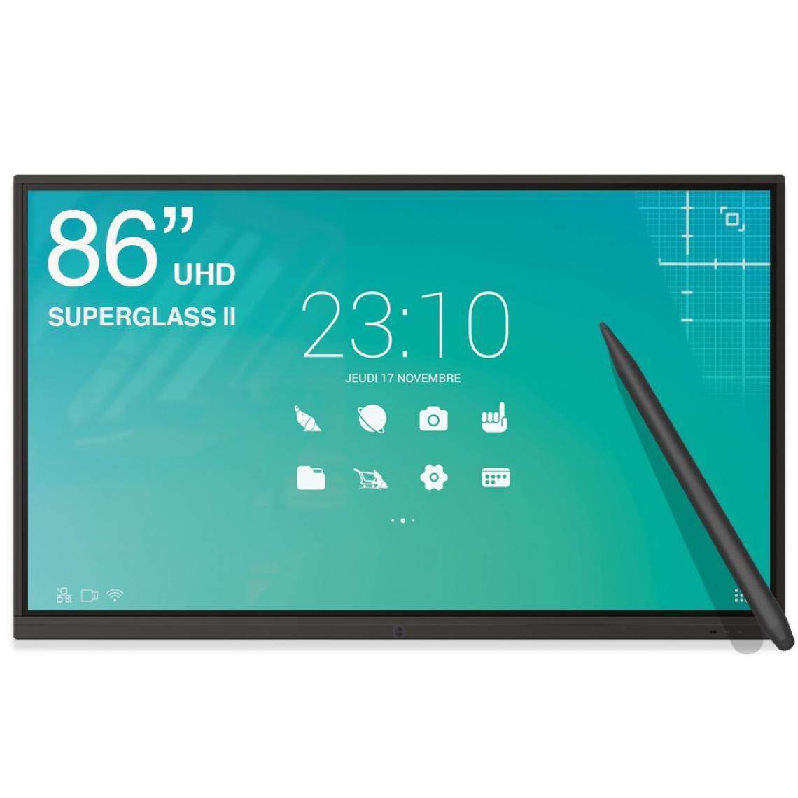 Speechi - Ecran interactif tactile Haute Précision SuperGlass 2 Android 9 SpeechiTouch UHD - 86" - Tablette Android
