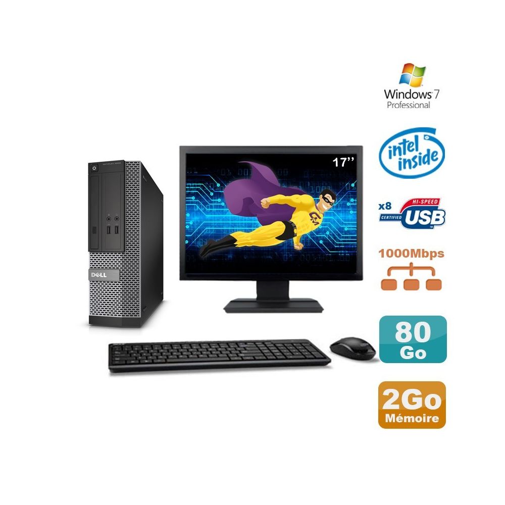 Dell - Lot PC Dell Optiplex 3020 SFF Intel G3220 3GHz 2Go 80Go DVD W7 + Ecran 17"" - PC Fixe