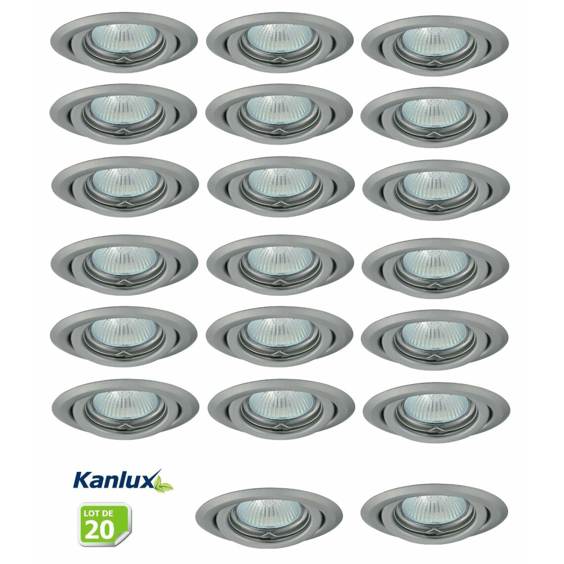 Kanlux - Lot de 20 Fixation de spot encastrable orientable chrome matt D99mm marque Kanlux ref 26798 - Boîtes d'encastrement