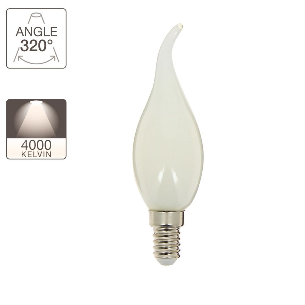 Xanlite - Ampoule à filament LED flamme coup de vent, culot E14, 4W cons. (40W eq.), lumière blanche neutre - Ampoules LED