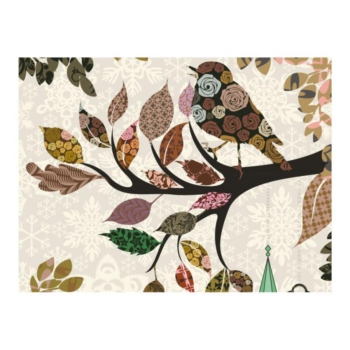 Artgeist - Papier peint - Oiseau sur branche (patchwork) .Taille : 400x309 - Papier peint