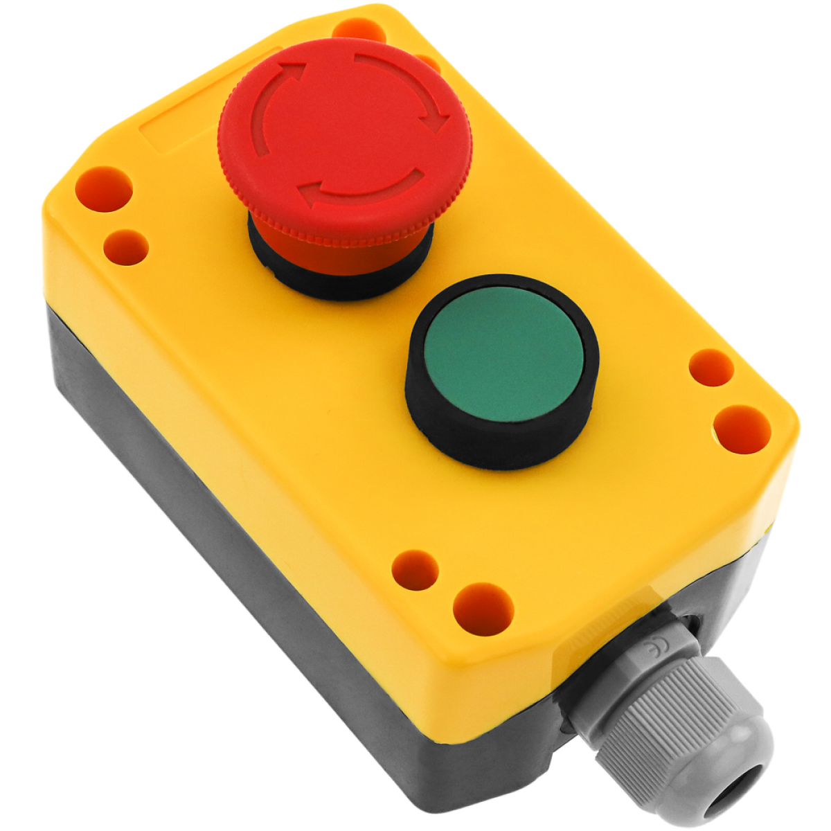 Bematik - Boîte de commande avec 1 bouton poussoir momentanés et arrêt d'urgence par série LAY5 - Interrupteurs et prises étanches