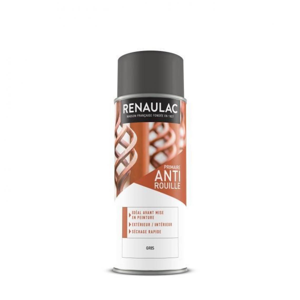 Renaulac - RENAULAC Peinture aerosol antirouille 0,4 L gris - Peinture & enduit rénovation