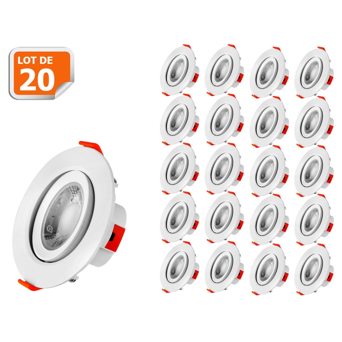 Lampesecoenergie - Lot de 20 Spot LED encastrable pour plafond 5W Blanc Neutre transformateur intégré - Moulures et goulottes