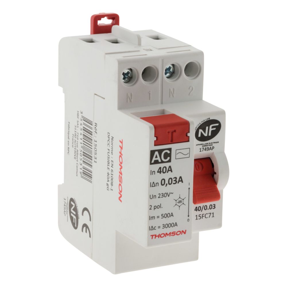 Thomson - Interrupteur différentiel à vis - 40A type AC NF - Thomson - Interrupteurs différentiels