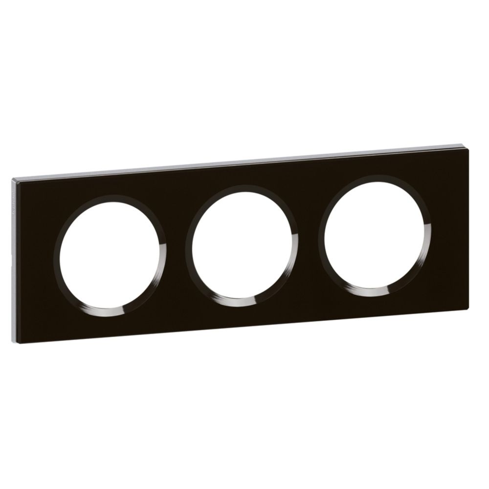 Legrand - plaque céliane 3 postes verre noir graphite - Interrupteurs et prises en saillie