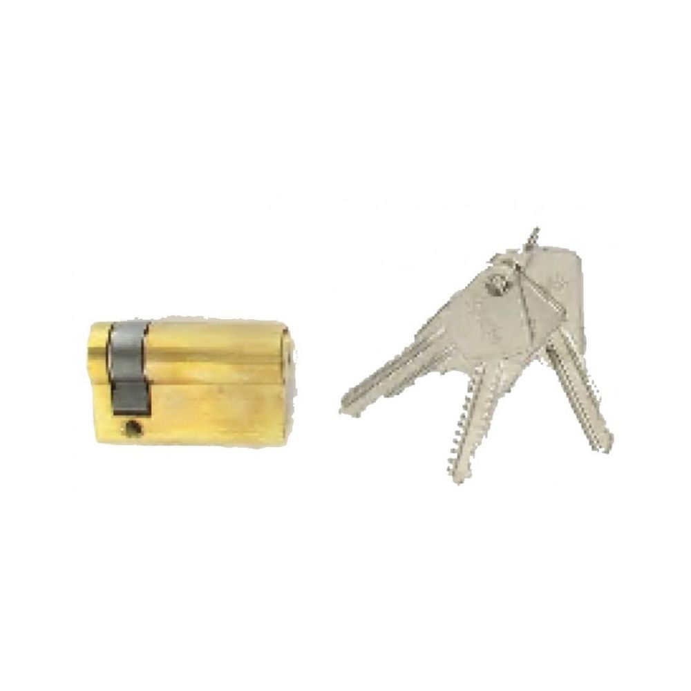 Secury-T - Demi-cylindre de 60 mm varié en laiton poli 3 clés laiton nickelé - Cylindre de porte