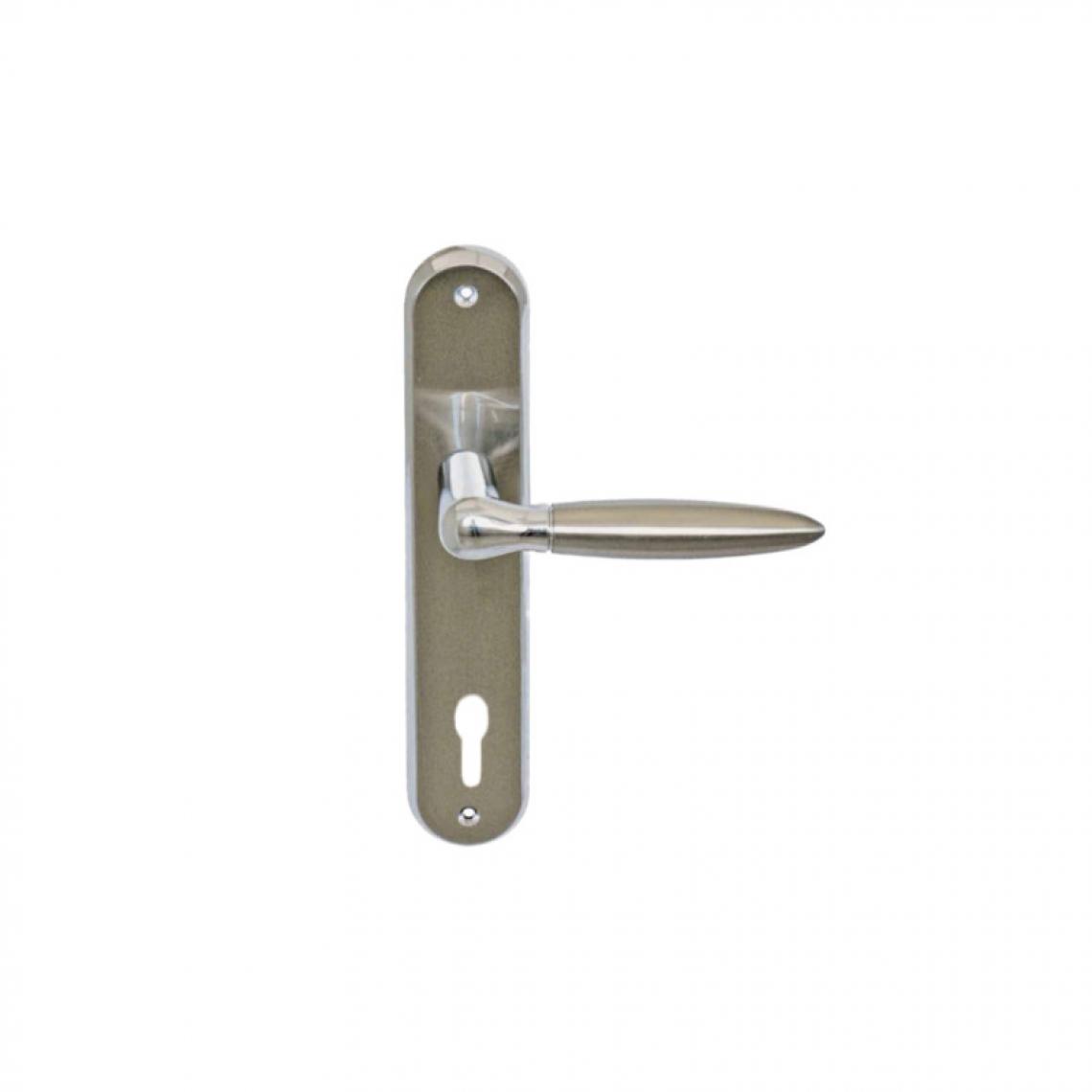 Divers Marques - Poignée de porte sur plaque à clé classique modèle Ariane - Nickelé Mat - Poignée de porte