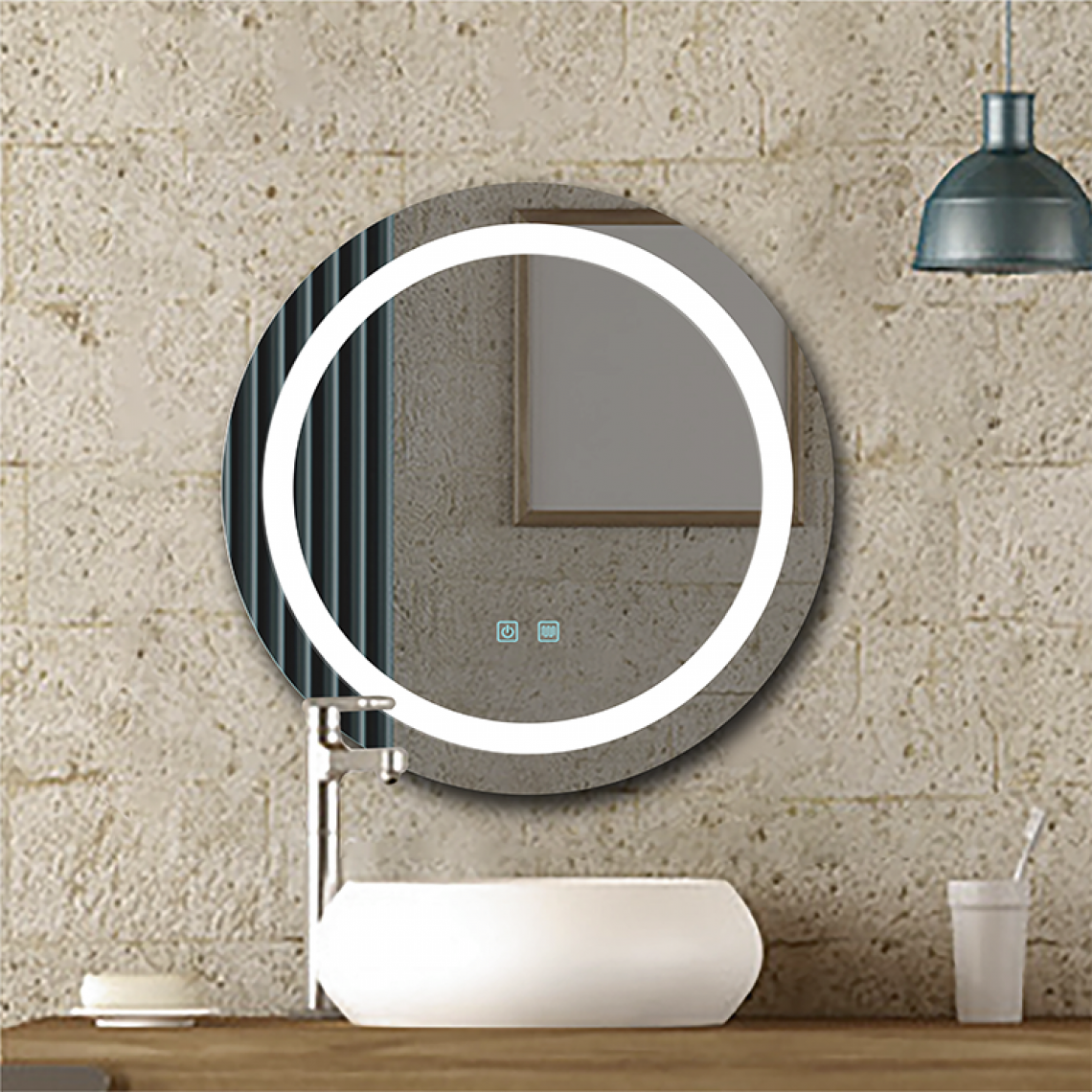 Universal - Miroir LED à écran tactile anti-brouillard pour salle de bains d'hôtel de 60cm |(Argent) - Miroir de salle de bain