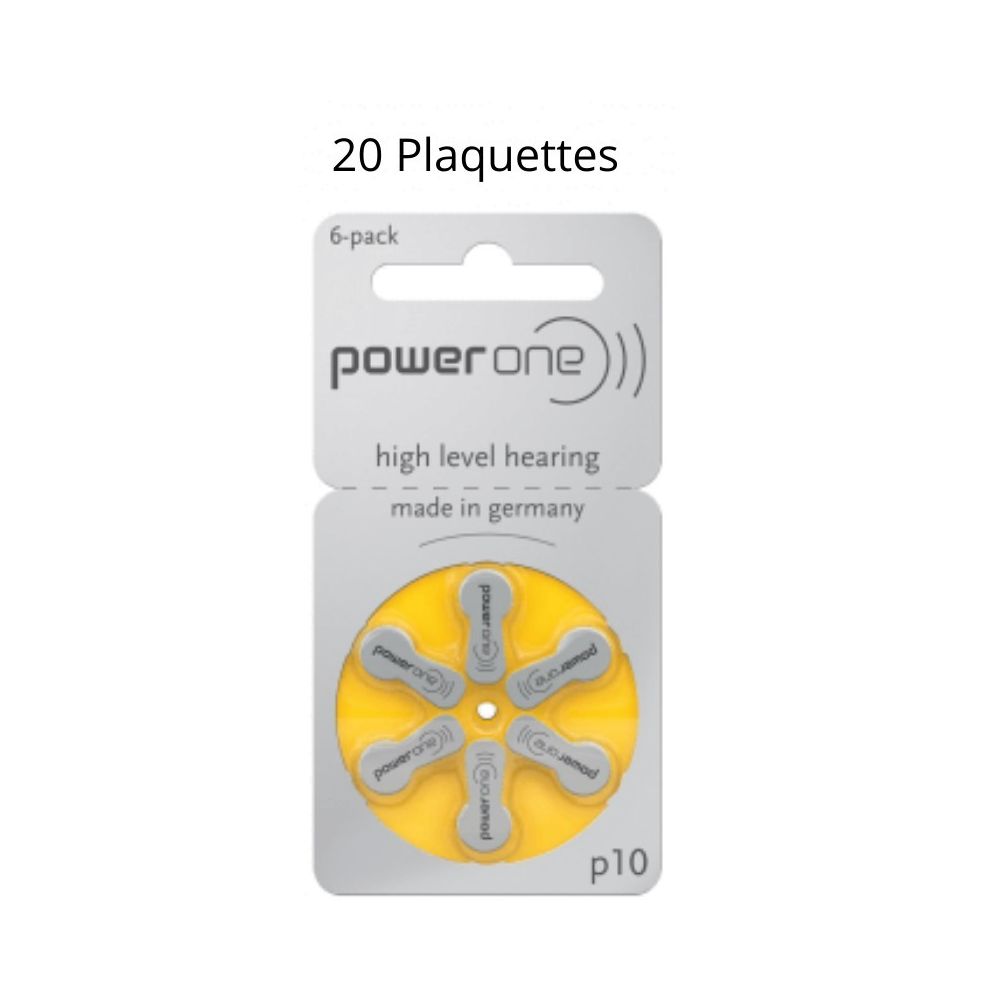 Power One - Piles Auditives Powerone P10 Sans Mercure, 20 Plaquettes - Piles rechargeables