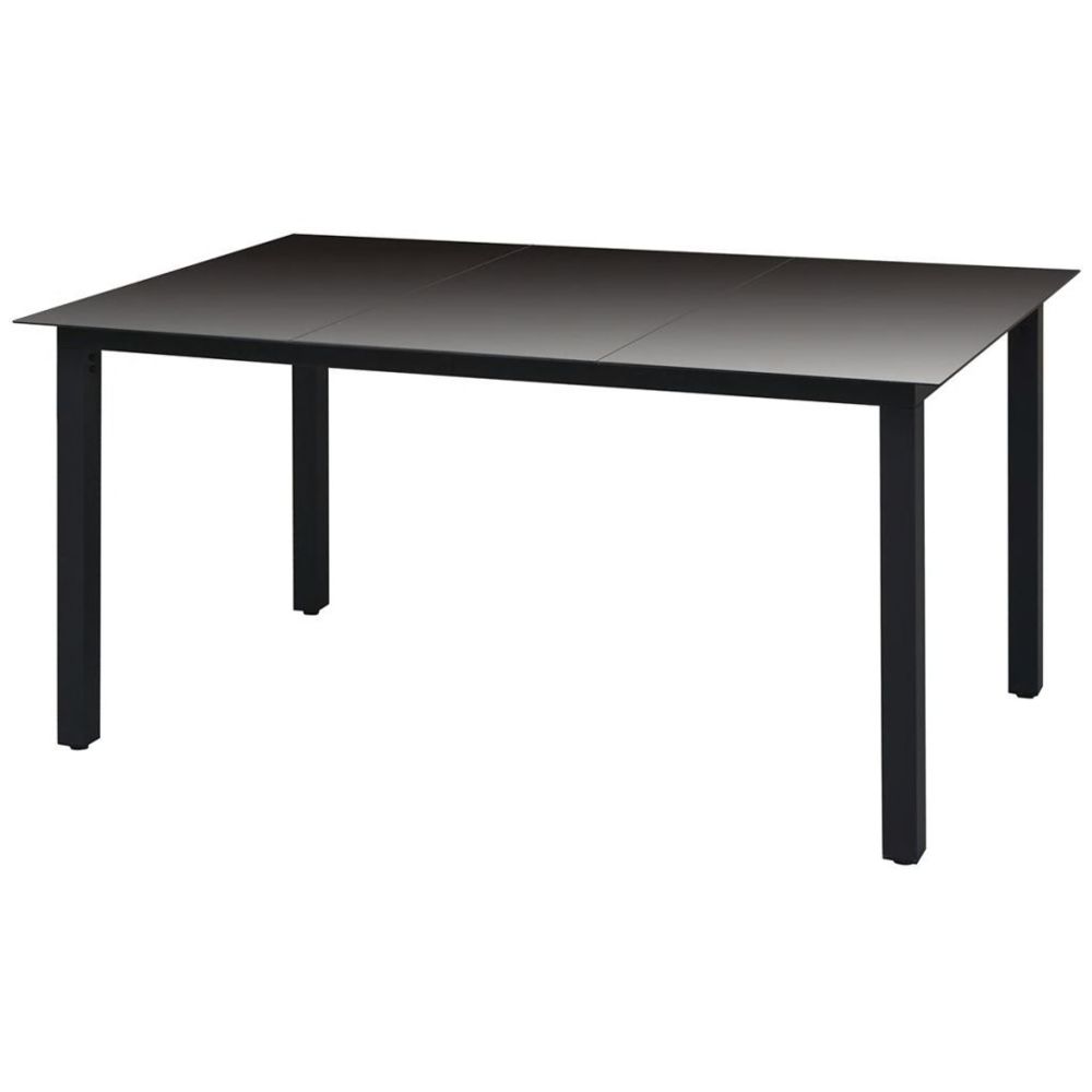 Vidaxl - Table à manger de jardin Verre Aluminium Noir 150 x 90 x 74 cm | Noir - Ensembles canapés et fauteuils