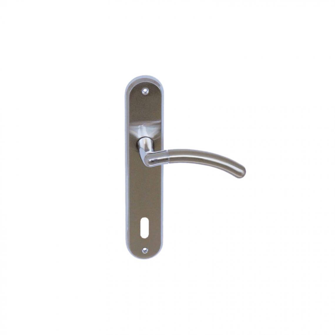 Divers Marques - Poignée de porte sur plaque à clé L modèle Cordouan - Nickelé Mat - Poignée de porte