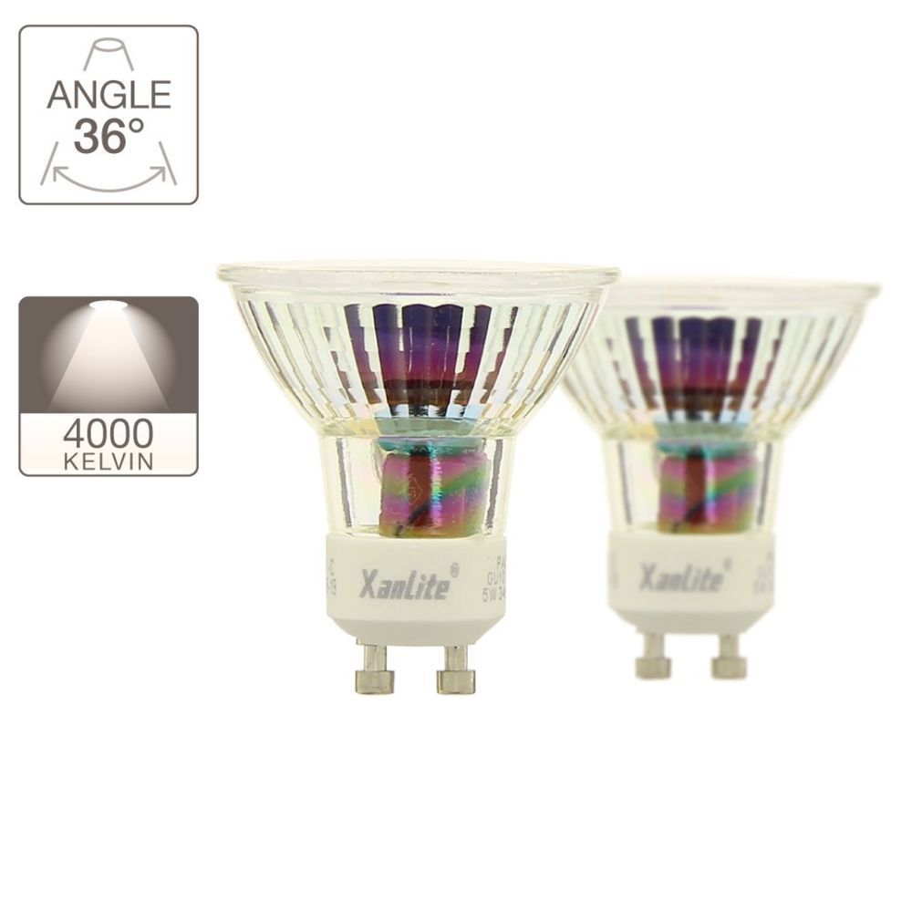 Xanlite - Lot de 2 ampoules LED spots au culot GU10 5W cons. (50W eq.) - Ampoules LED