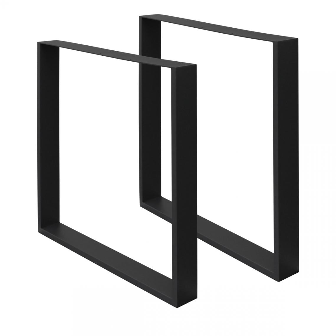 Ecd Germany - 2 x Pieds de table en acier noir 70 x 72 cm support rectangulaire style moderne - Pieds & roulettes pour meuble