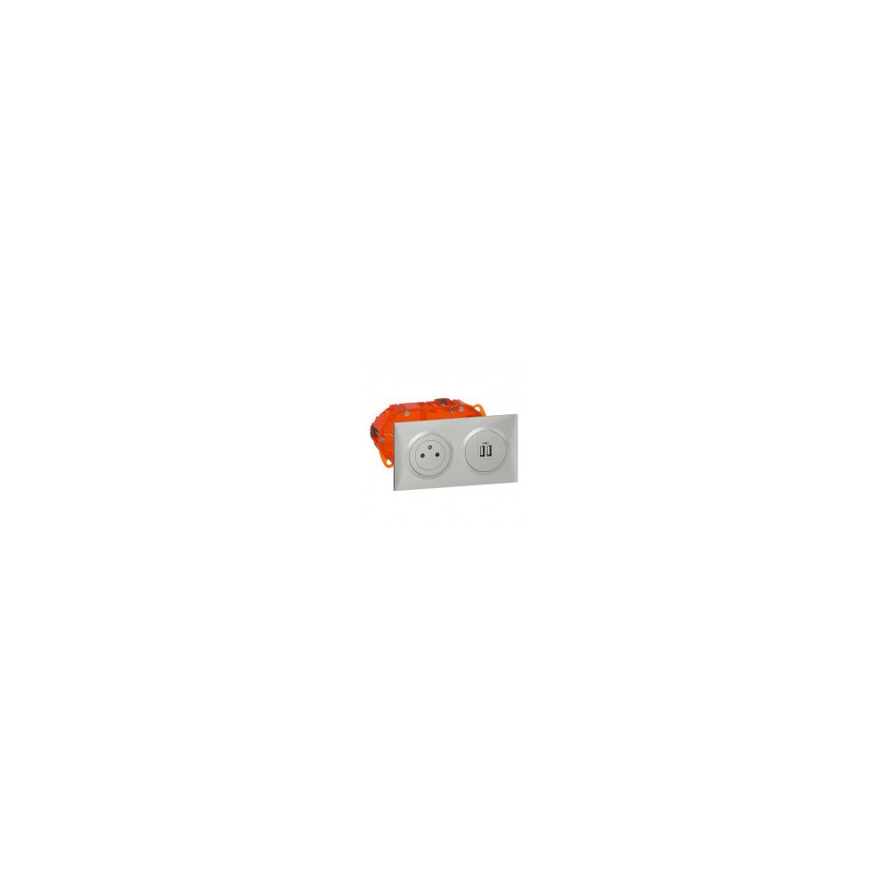 Legrand - Kit prise de courant Surface + module de charge 2 USB Dooxie - Alu - 300408 - Legrand - Fiches électriques
