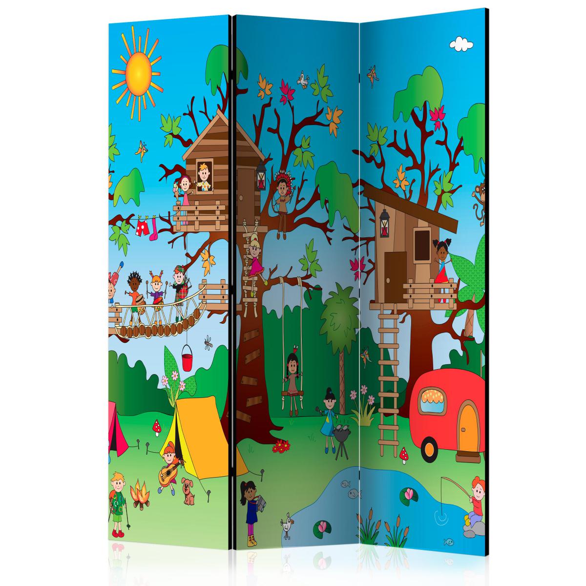 Bimago - Paravent 3 volets - Happy Children [Room Dividers] - Décoration, image, art | 135x172 cm | - Cloisons