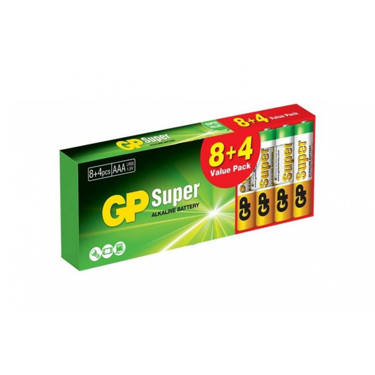 Gp Battery - GP - Pack de 12 (8+4) piles LR03 AAA Super Alcaline - Piles standard